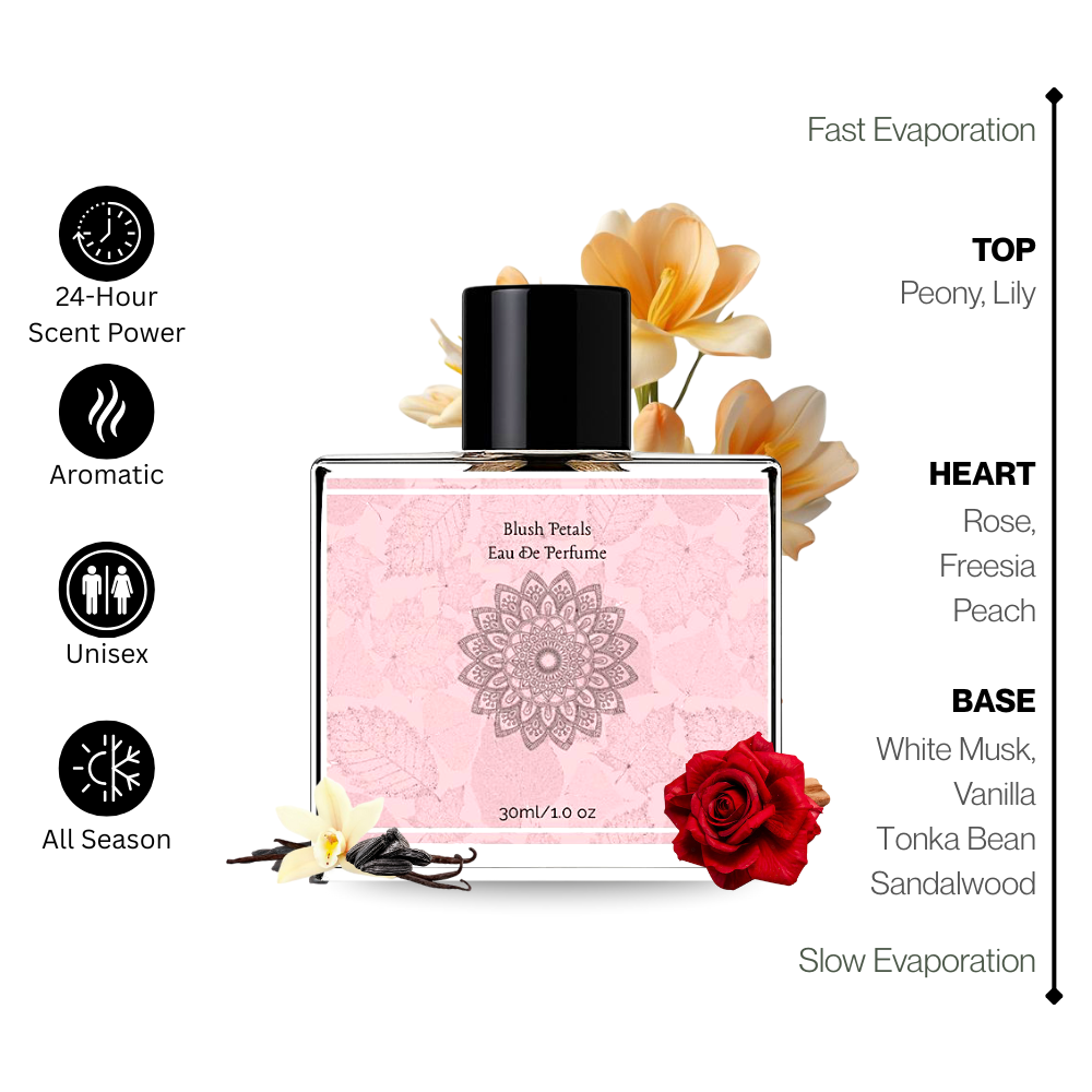 Navora Blush Petals Rose Freesia Vanilla Musk Notes